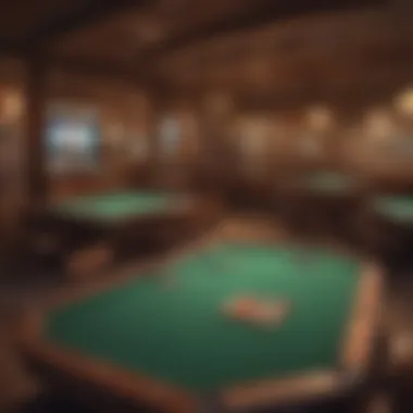 Interior of the lodge featuring vintage gaming tables