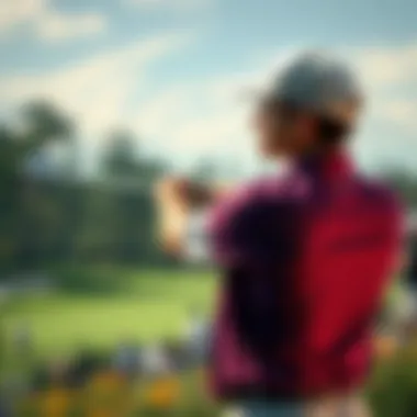 A golfer preparing for a swing on the course
