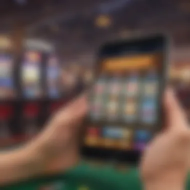 User interacting with a casino slots app interface