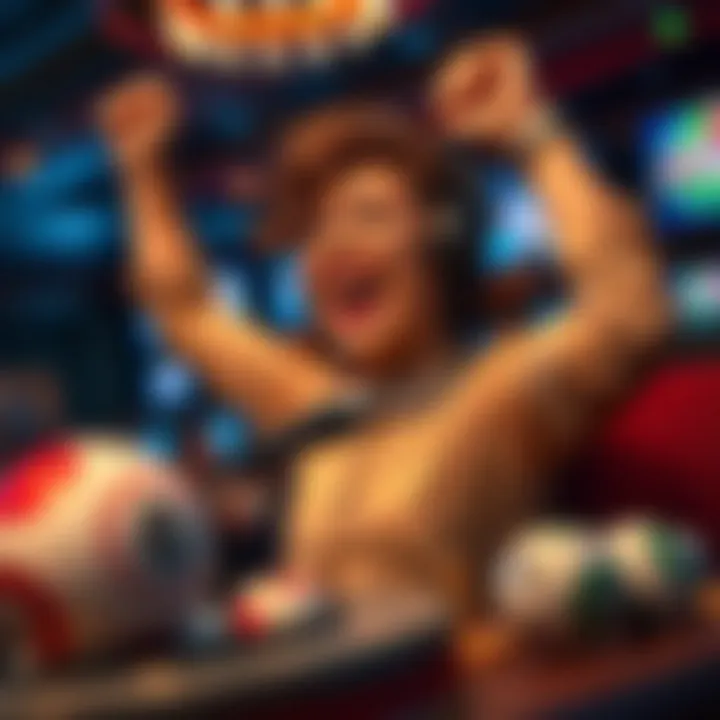 Exciting online bingo player celebrating a win