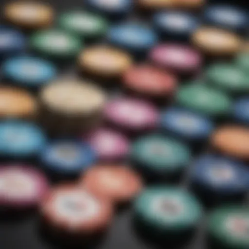 A variety of high-quality poker chips displayed in an organized manner.