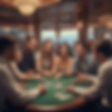 Group of players enjoying a poker game on a cruise ship