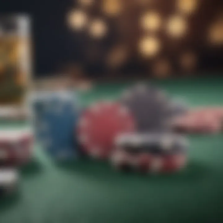 Close-up of poker chips reflecting strategic gameplay