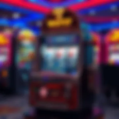 An intricate design of a slot machine showcasing its mechanics and features