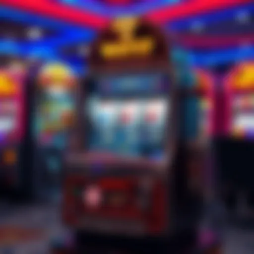 An intricate design of a slot machine showcasing its mechanics and features