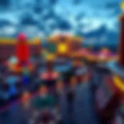 A panoramic view of a Florida casino resort showcasing vibrant lights and architecture.