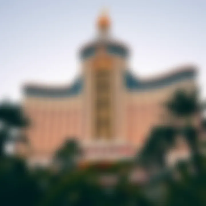 Exterior view of the Masquerade Tower showcasing its unique architectural design