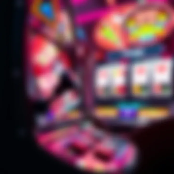 Colorful slot machine with spinning reels