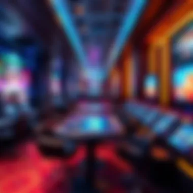 A futuristic gaming lounge incorporating advanced technology and virtual reality