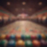 Illuminated bingo hall filled with colorful cards and players engaged in the game.