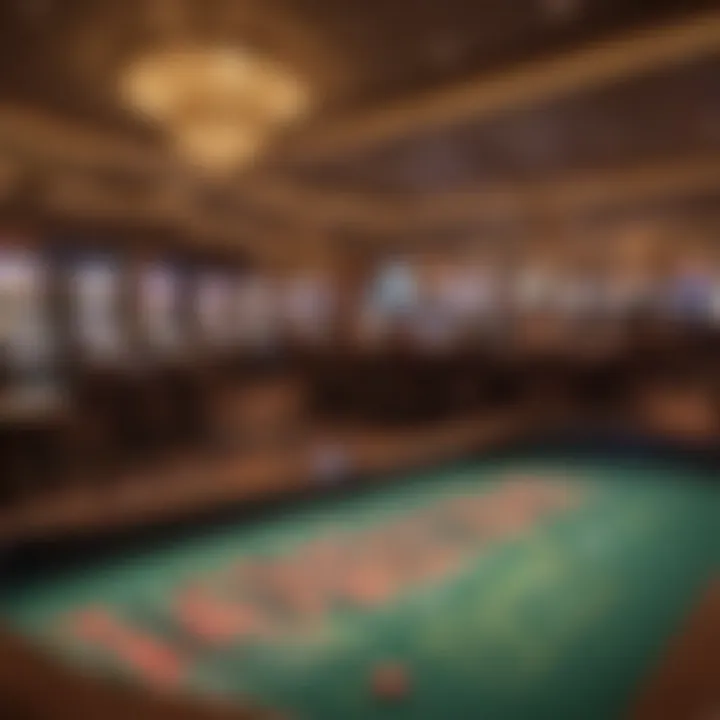 A vibrant casino floor filled with gaming tables and slot machines, illustrating the lively atmosphere