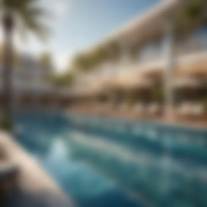 Poolside view with guests enjoying the sun and resort amenities