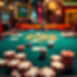 Texas Hold'em poker table setup with cards and chips