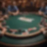 A captivating tableau of a Texas Hold'em table during a high-stakes tournament.