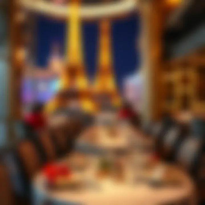 Elegant dining setup at a restaurant in Paris Hotel