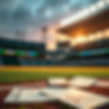 Baseball field with betting slips