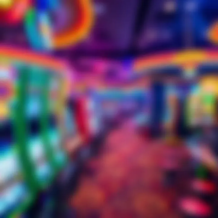 A vibrant gaming floor with various tables and slots